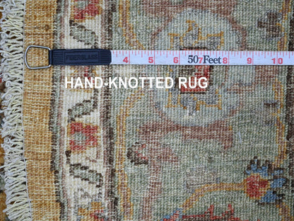 Brown 6'0" x 6'2" Oushak And Peshawar Hand knotted Wool Rug - Sku: O021540