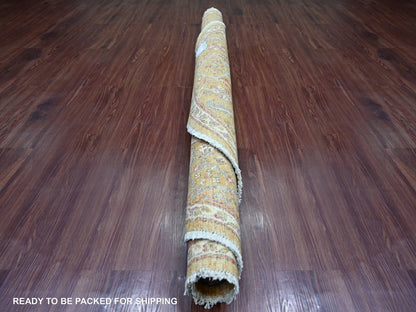 Brown 6'0" x 6'1" Oushak And Peshawar Hand knotted Wool Rug - Sku: O021542