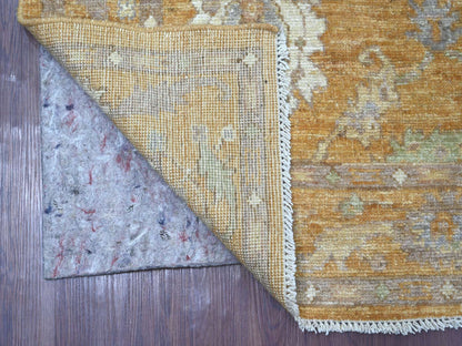 Brown 4'1" x 10'1" Oushak And Peshawar Hand knotted Wool Rug - Sku: O021543