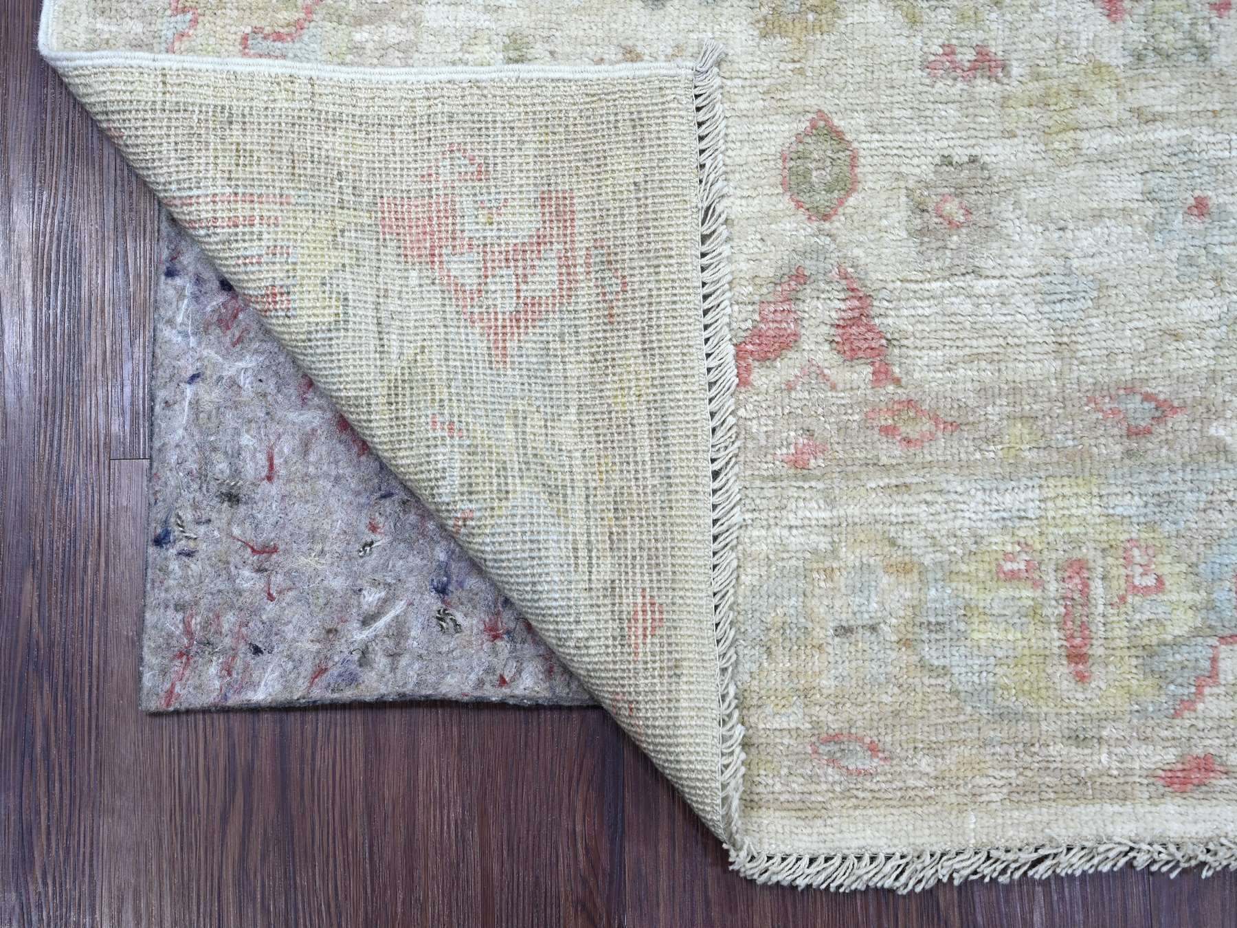 Ivory 4'0" x 6'3" Oushak And Peshawar Hand knotted Wool Rug - Sku: O021544