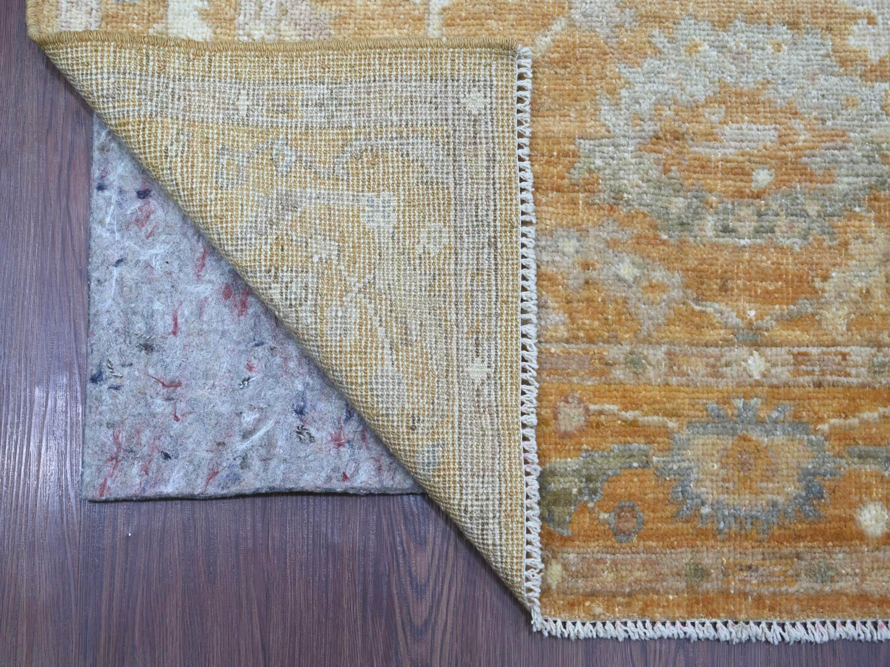 Brown 4'0" x 19'8" Oushak And Peshawar Hand knotted Wool Rug - Sku: O021545