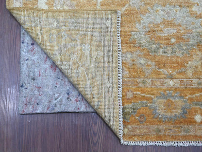 Brown 4'0" x 19'8" Oushak And Peshawar Hand knotted Wool Rug - Sku: O021545