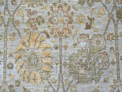 Grey 8'1" x 8'4" Oushak And Peshawar Hand knotted Wool Rug - Sku: O021548