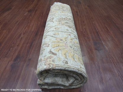 Grey 8'1" x 8'4" Oushak And Peshawar Hand knotted Wool Rug - Sku: O021548