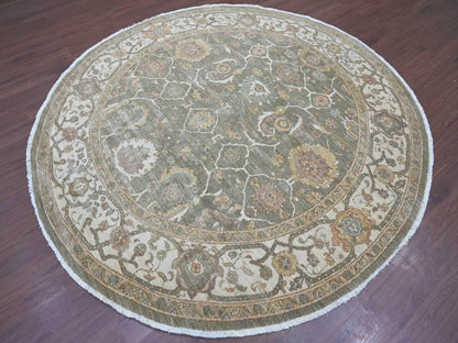 Green 8'1" x 8'2" Oushak And Peshawar Hand knotted Wool Rug - Sku: O021549