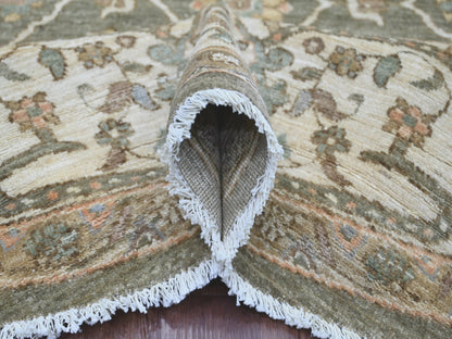 Green 8'1" x 8'2" Oushak And Peshawar Hand knotted Wool Rug - Sku: O021549