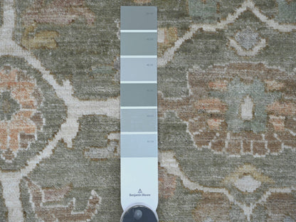 Green 8'1" x 8'2" Oushak And Peshawar Hand knotted Wool Rug - Sku: O021549