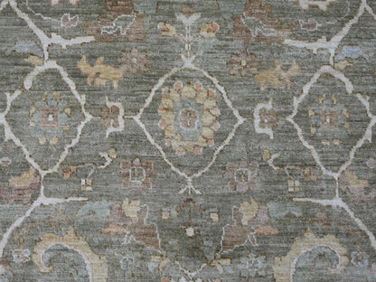 Green 8'1" x 8'2" Oushak And Peshawar Hand knotted Wool Rug - Sku: O021549