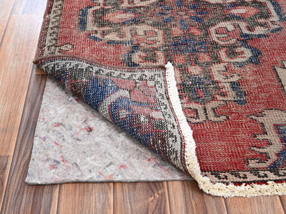 Vintage hand-knotted wool runner in Red, 2'6" x 8'6" — SKU O02154 (view 3)