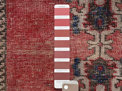 Red 2'6" x 8'6" Vintage Hand knotted Wool Rug - Sku: O02154