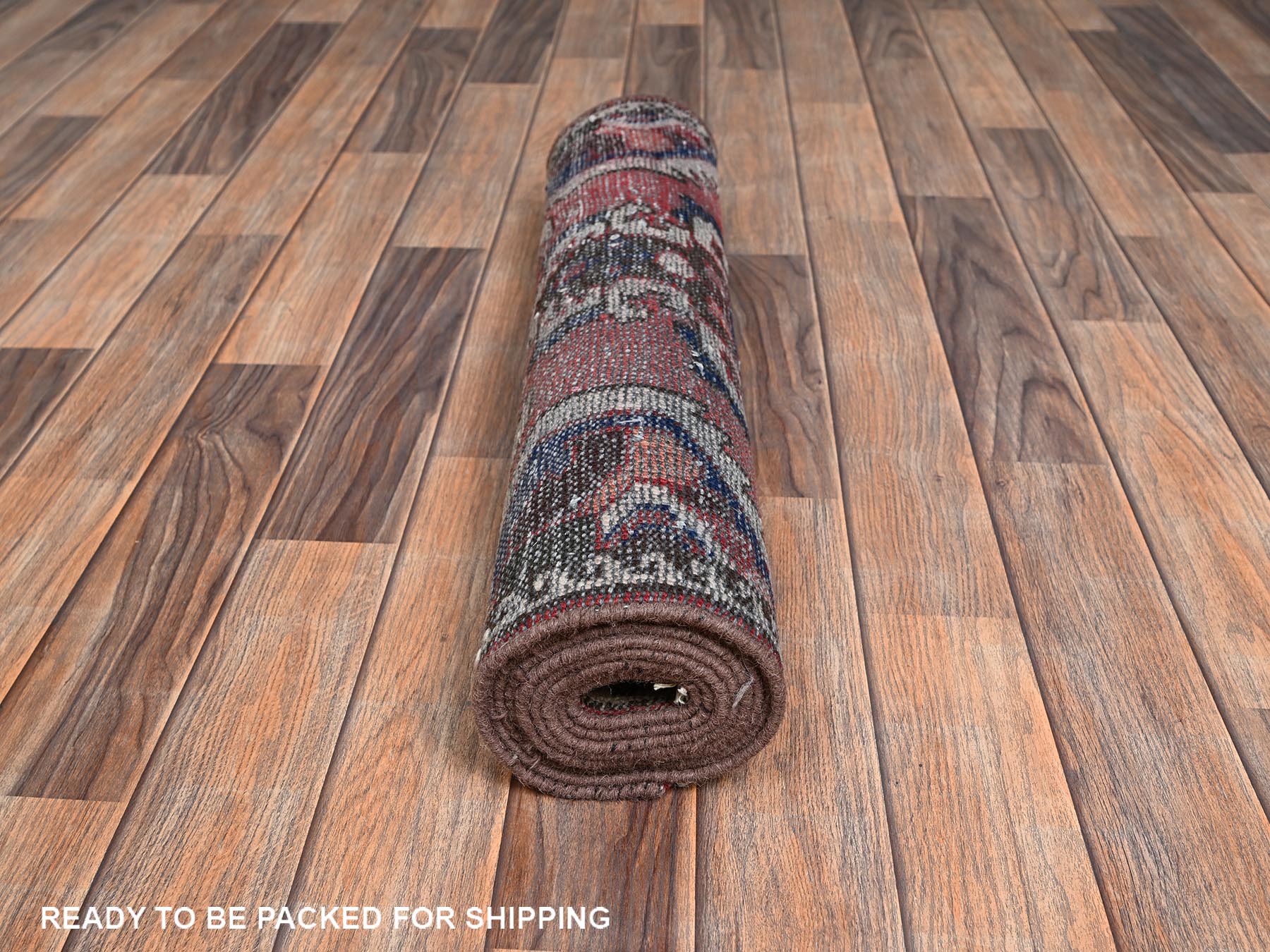 Vintage hand-knotted wool runner in Red, 2'6" x 8'6" — SKU O02154 (view 5)