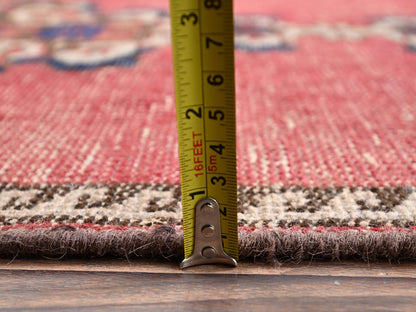 Vintage hand-knotted wool runner in Red, 2'6" x 8'6" — SKU O02154 (view 6)