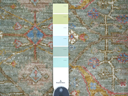 Green 6'1" x 6'2" Oushak And Peshawar Hand knotted Wool Rug - Sku: O021551