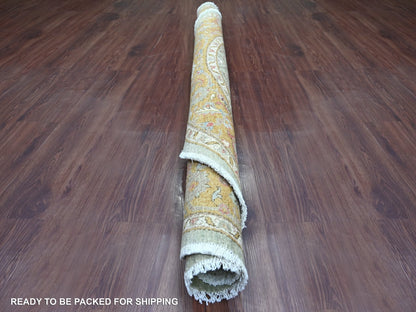 Green 6'1" x 6'2" Oushak And Peshawar Hand knotted Wool Rug - Sku: O021551