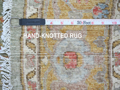 Green 6'1" x 6'2" Oushak And Peshawar Hand knotted Wool Rug - Sku: O021551
