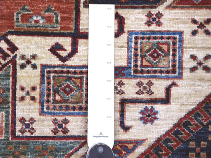 Ivory 5'11" x 9'1" Kazak Hand knotted Wool Rug - Sku: O021552