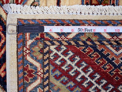 Ivory 5'11" x 9'1" Kazak Hand knotted Wool Rug - Sku: O021552