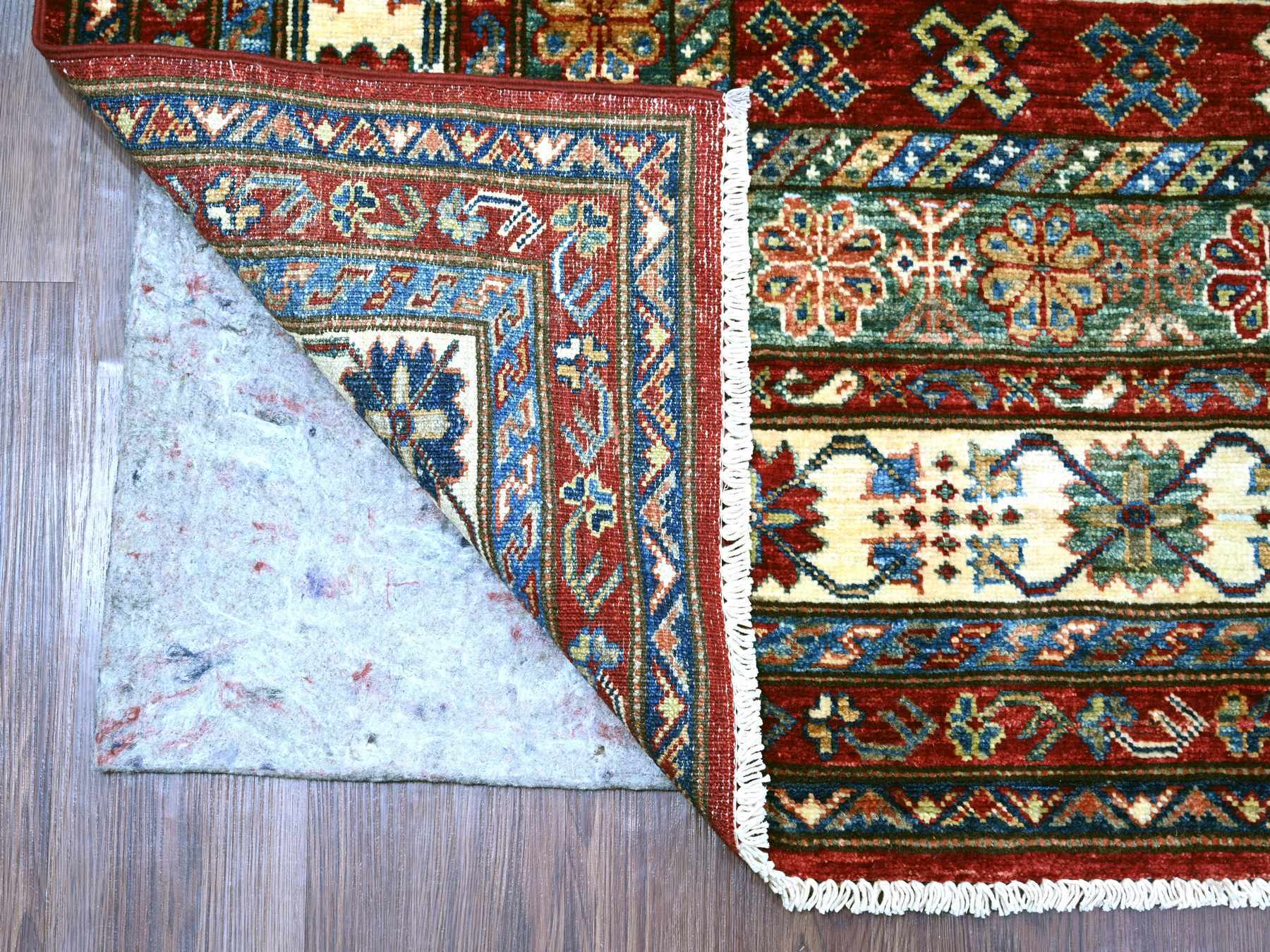 Kazak Tribal & Geometric hand-knotted wool rug in Red & Ivory, 5'11" x 9'4" — SKU O021553 (view 2)