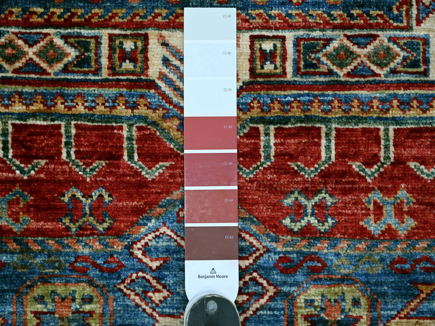 Kazak Tribal & Geometric hand-knotted wool rug in Red & Ivory, 5'11" x 9'4" — SKU O021553 (view 3)