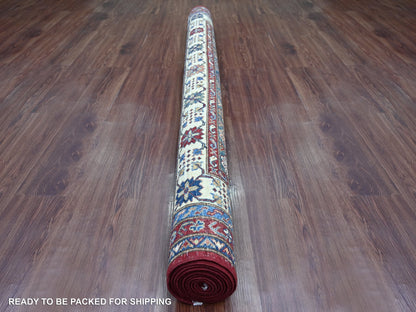 Kazak Tribal & Geometric hand-knotted wool rug in Red & Ivory, 5'11" x 9'4" — SKU O021553 (view 4)