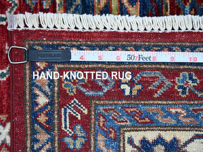 Kazak Tribal & Geometric hand-knotted wool rug in Red & Ivory, 5'11" x 9'4" — SKU O021553 (view 6)