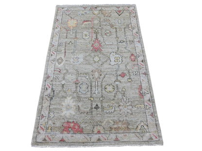 Oushak Oushak hand-knotted wool rug in Gray & Ivory, 3'3" x 5'2" — SKU O021555