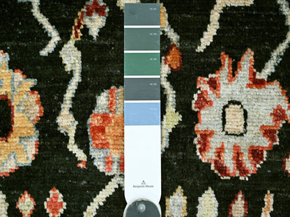 Black 3'2" x 5'0" Oushak And Peshawar Hand knotted Wool Rug - Sku: O021556