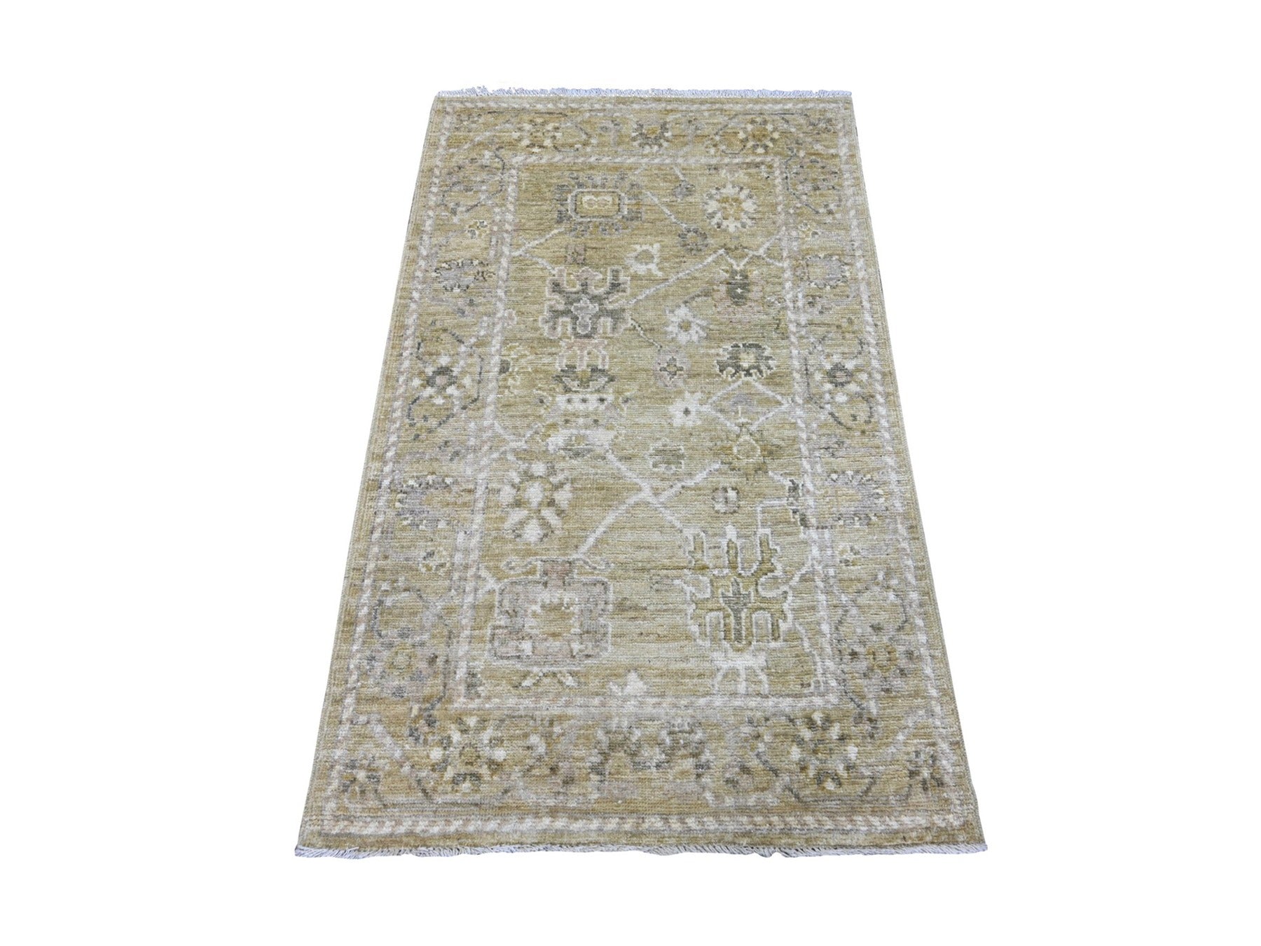 Green 3'0" x 4'10" Oushak And Peshawar Hand knotted Wool Rug - Sku: O021558