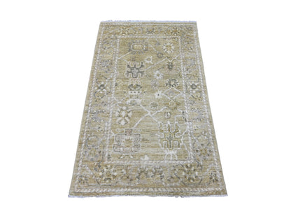 Green 3'0" x 4'10" Oushak And Peshawar Hand knotted Wool Rug - Sku: O021558