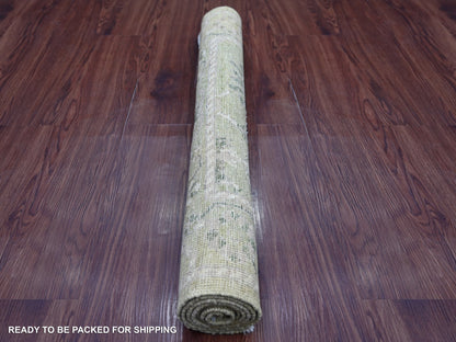 Green 3'0" x 4'10" Oushak And Peshawar Hand knotted Wool Rug - Sku: O021558