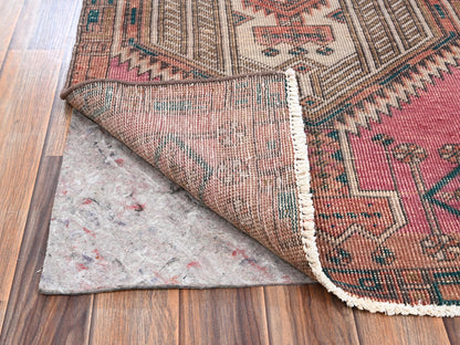 Serab Vintage hand-knotted wool runner in Pink & Rust, 2'4" x 9'11" — SKU O02155 (view 3)