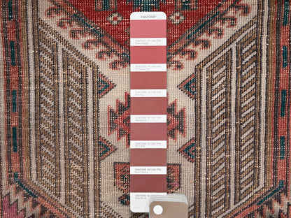 Serab Vintage hand-knotted wool runner in Pink & Rust, 2'4" x 9'11" — SKU O02155 (view 4)