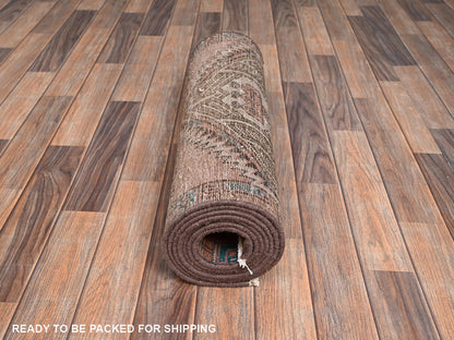 Serab Vintage hand-knotted wool runner in Pink & Rust, 2'4" x 9'11" — SKU O02155 (view 5)