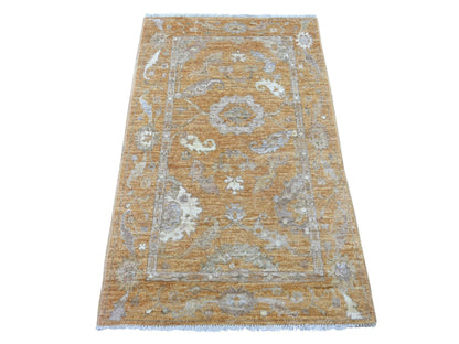 Brown 3'1" x 4'11" Oushak And Peshawar Hand knotted Wool Rug - Sku: O021560