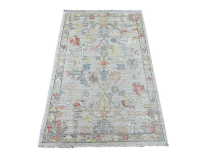 Grey 3'0" x 4'11" Oushak And Peshawar Hand knotted Wool Rug - Sku: O021562