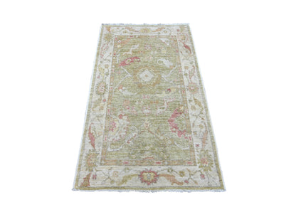 Green 3'0" x 5'1" Oushak And Peshawar Hand knotted Wool Rug - Sku: O021563