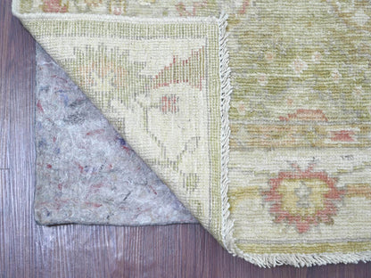 Green 3'0" x 5'1" Oushak And Peshawar Hand knotted Wool Rug - Sku: O021563