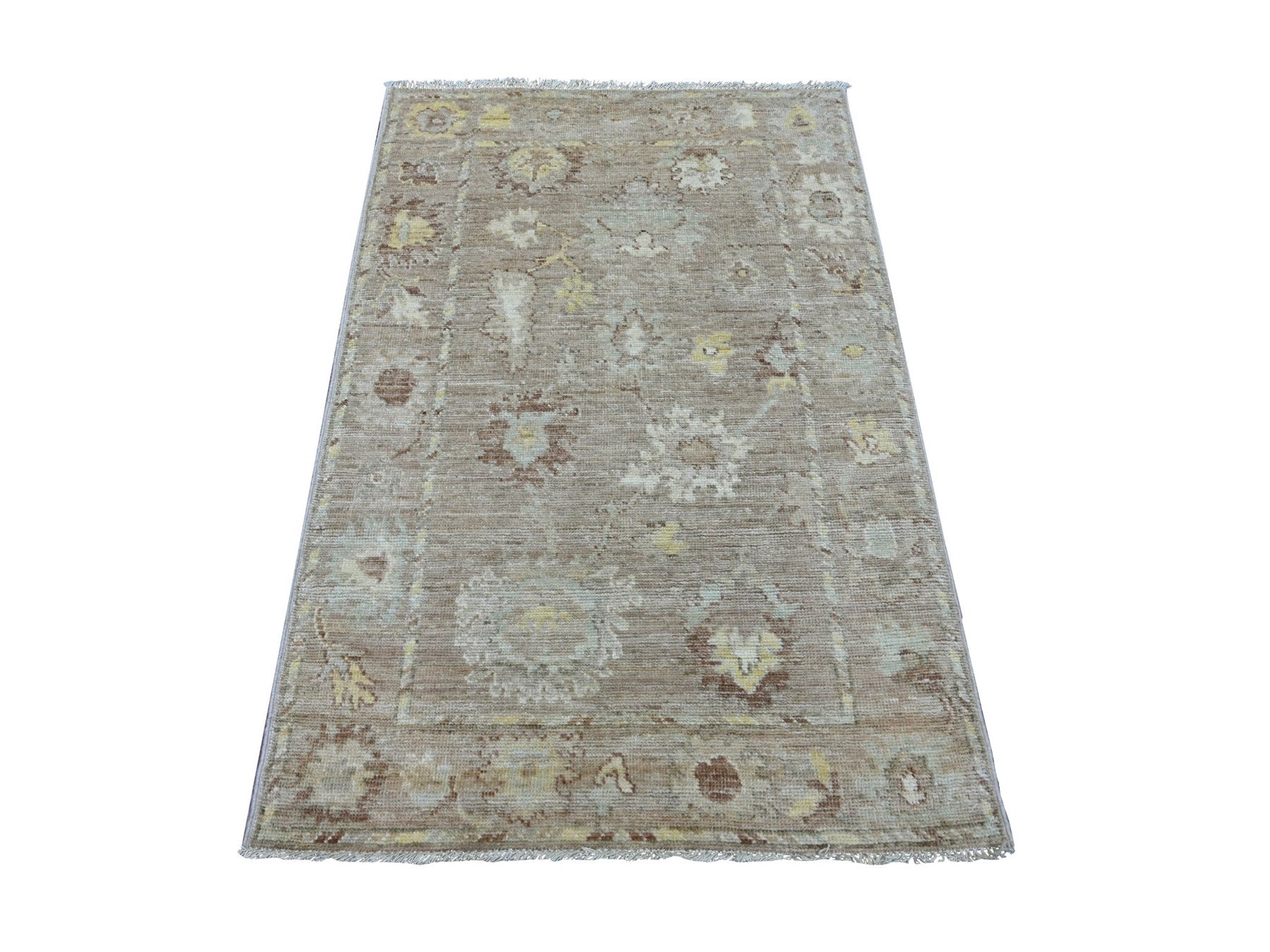 Brown 3'3" x 4'10" Oushak And Peshawar Hand knotted Wool Rug - Sku: O021565