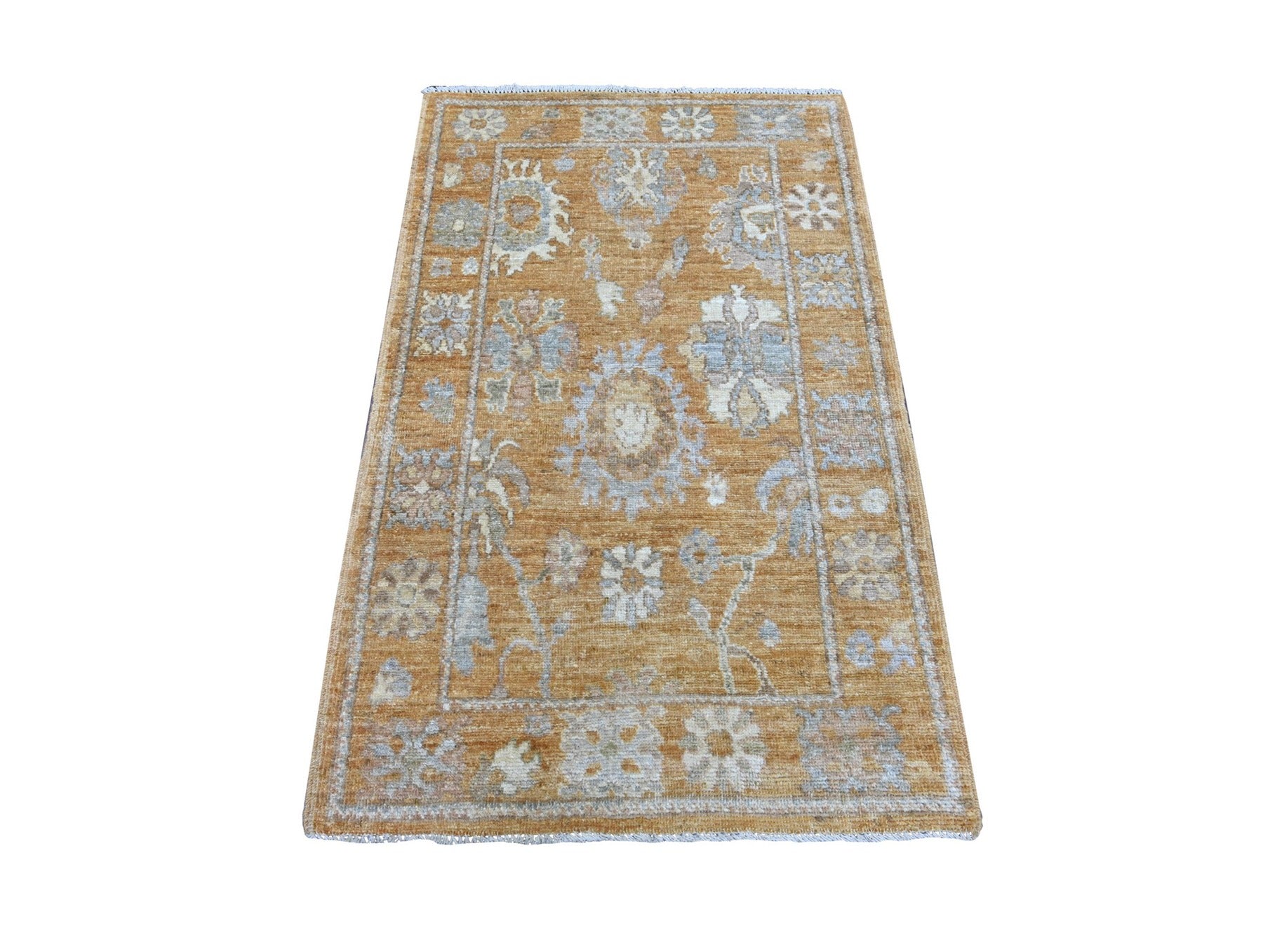 Brown 3'2" x 5'1" Oushak And Peshawar Hand knotted Wool Rug - Sku: O021566