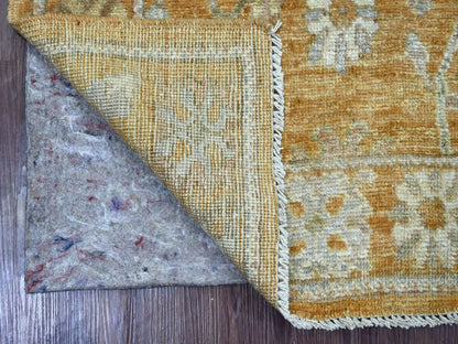 Brown 3'2" x 5'1" Oushak And Peshawar Hand knotted Wool Rug - Sku: O021566