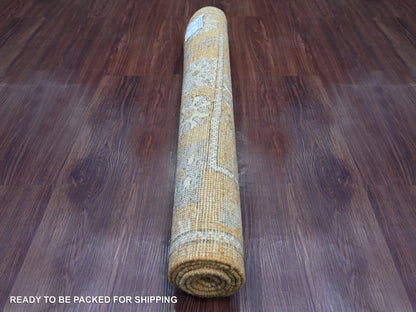 Brown 3'2" x 5'1" Oushak And Peshawar Hand knotted Wool Rug - Sku: O021566