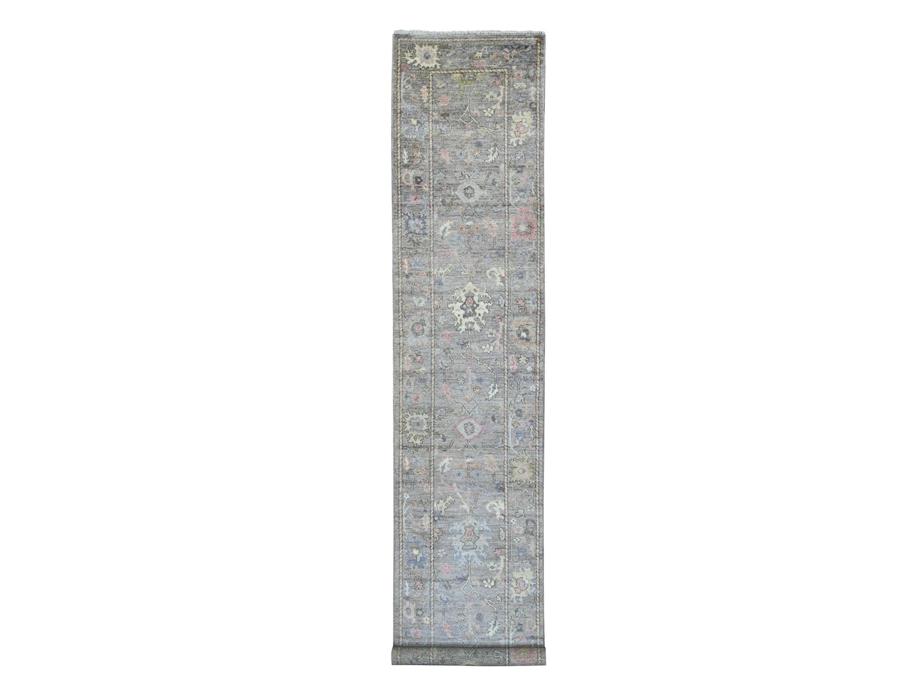 Brown 2'9" x 15'7" Oushak And Peshawar Hand knotted Wool Rug - Sku: O021568
