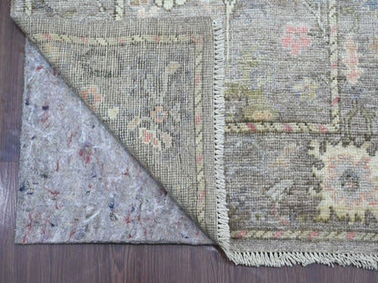 Brown 2'9" x 15'7" Oushak And Peshawar Hand knotted Wool Rug - Sku: O021568