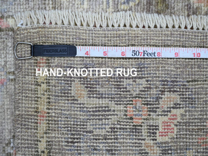 Brown 2'9" x 15'7" Oushak And Peshawar Hand knotted Wool Rug - Sku: O021568