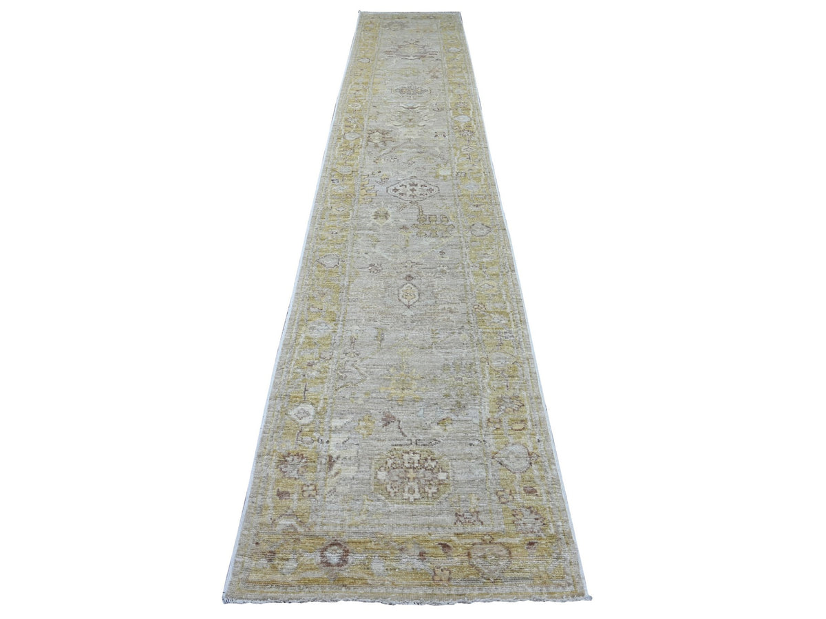 Oushak Oushak hand-knotted wool runner in Gray & Yellow, 2'9" x 15'2" — SKU O021569
