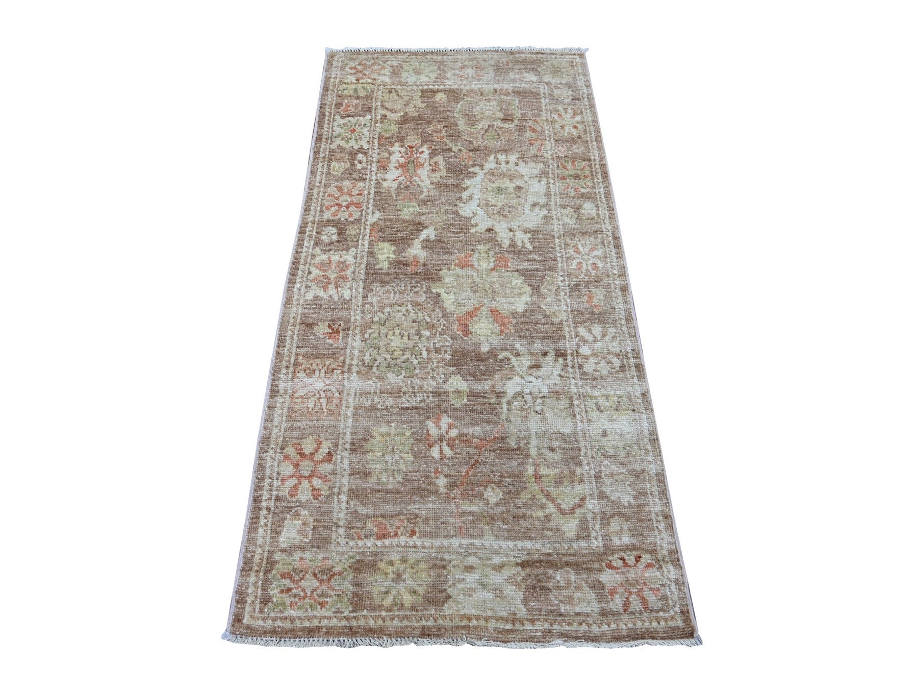 Brown 2'10" x 5'11" Oushak And Peshawar Hand knotted Wool Rug - Sku: O021572