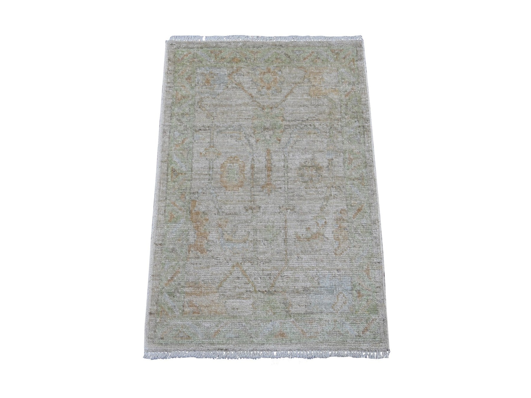 Grey 2'0" x 3'0" Oushak And Peshawar Hand knotted Wool Rug - Sku: O021574
