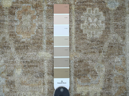 Brown 2'1" x 3'1" Oushak And Peshawar Hand knotted Wool Rug - Sku: O021575