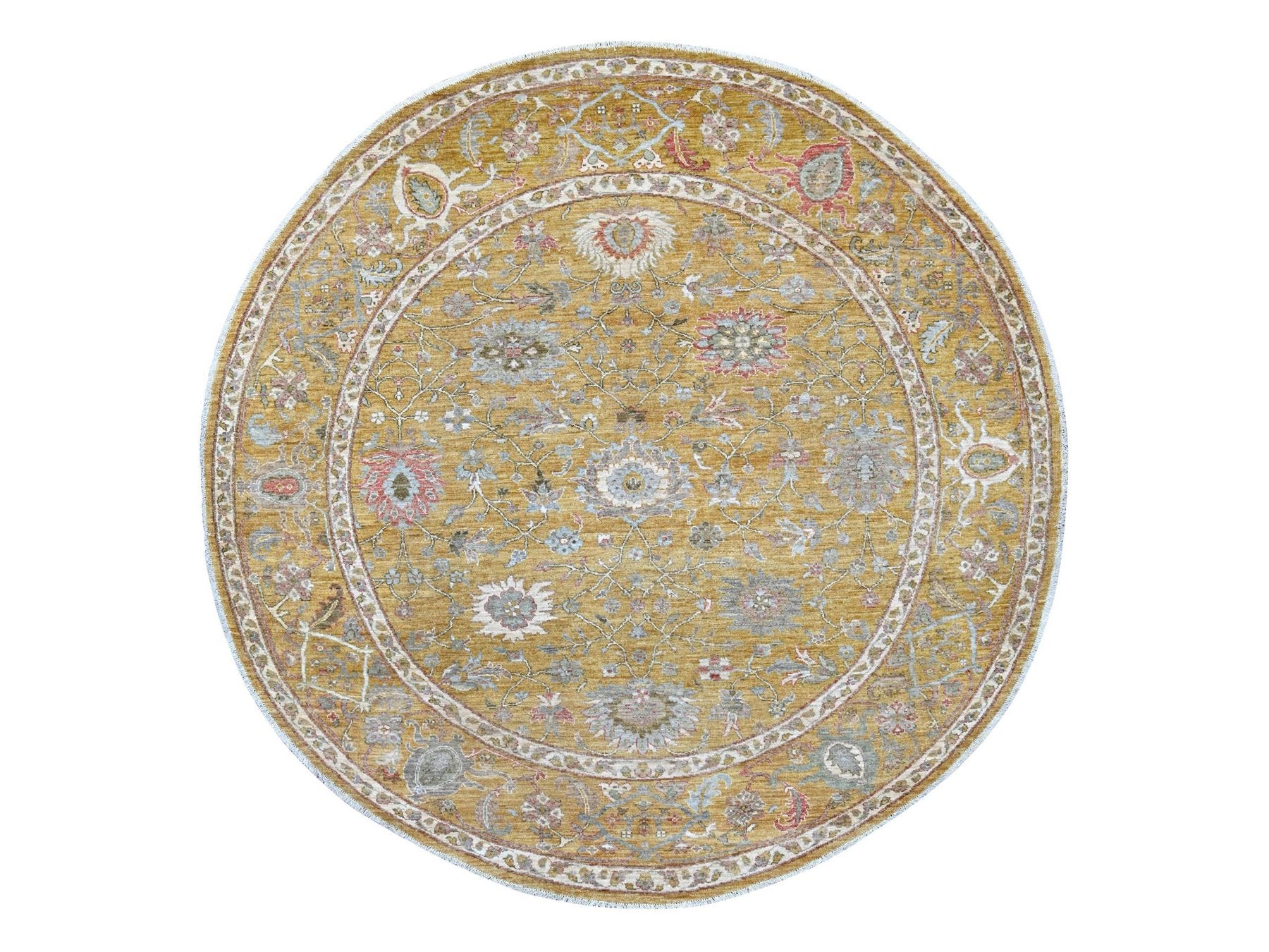 Brown 7'11" x 8'2" Oushak And Peshawar Hand knotted Wool Rug - Sku: O021576