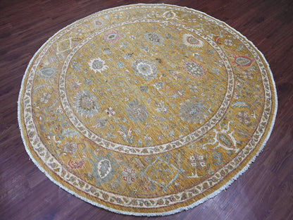Brown 7'11" x 8'2" Oushak And Peshawar Hand knotted Wool Rug - Sku: O021576